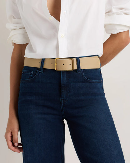 Siena Rectangle European Leather Belt - XS / Black