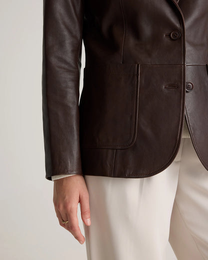 100% Leather Blazer - XS / Rich Brown