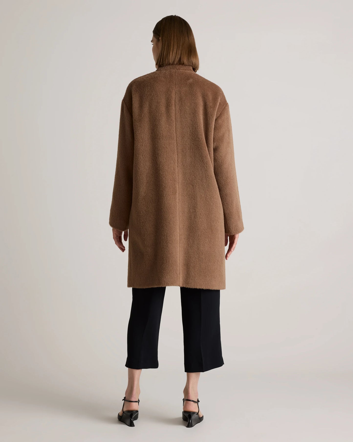 Alpaca-Wool Stand Collar Coat - XS / Rustic Brown