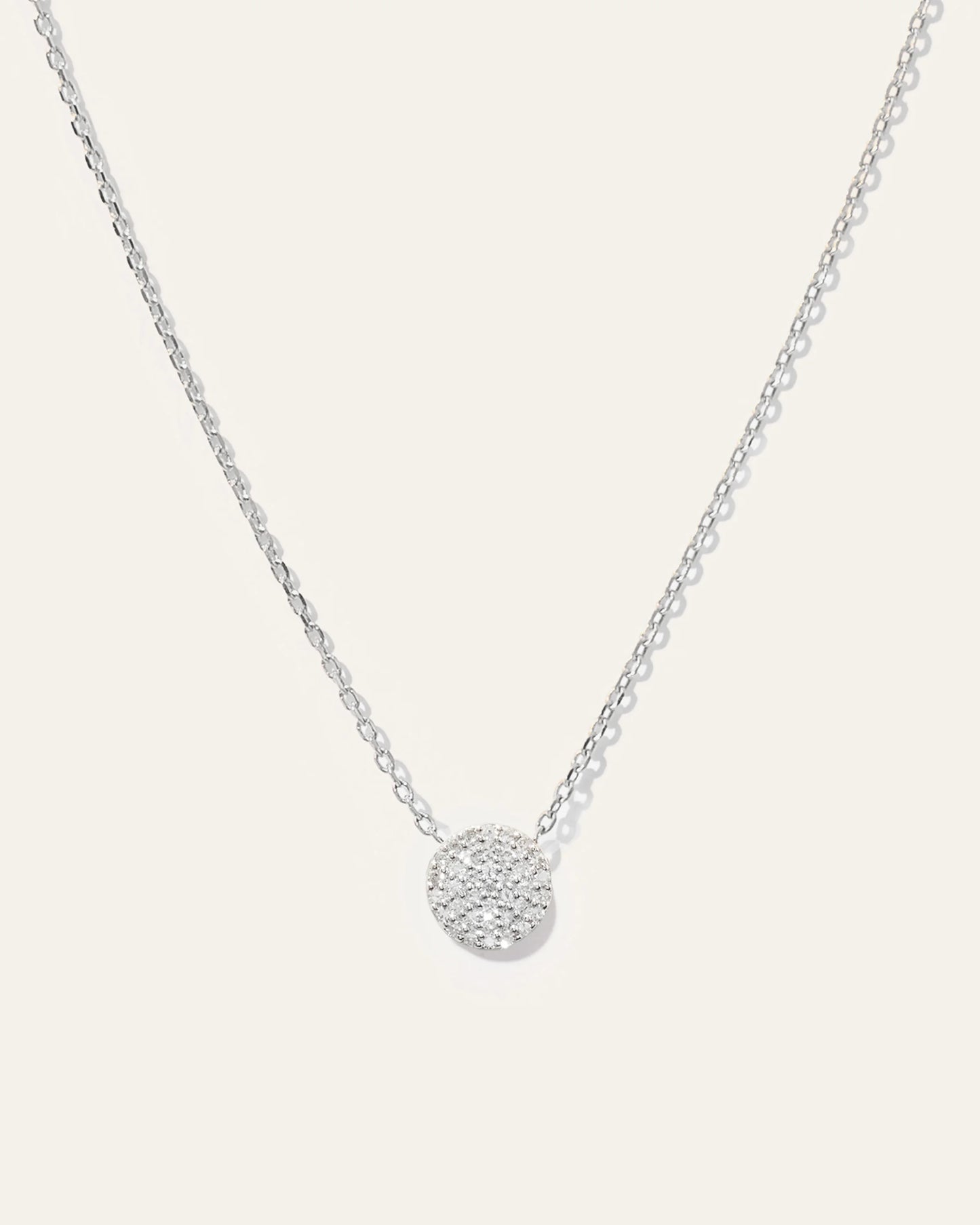 14K Gold Diamond Pave Disc Necklace - One Size / Yellow Gold