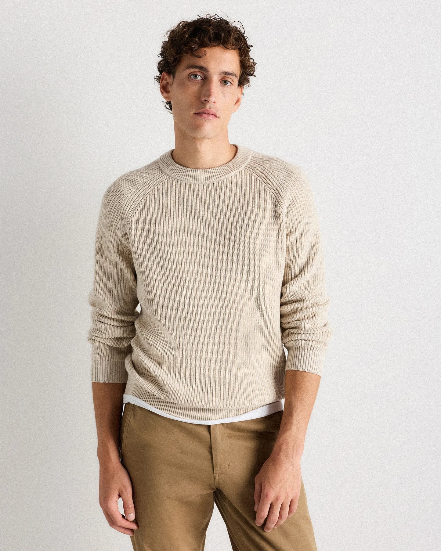 100% Organic Cotton Ribbed Crewneck Sweater - XS / Bahia Blue