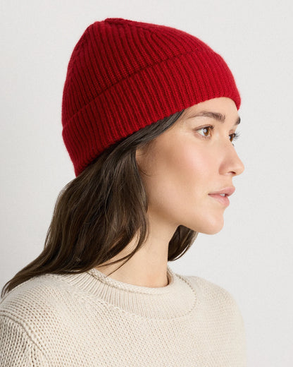 Mongolian Cashmere Ribbed Beanie - XS/S / Heather Charcoal