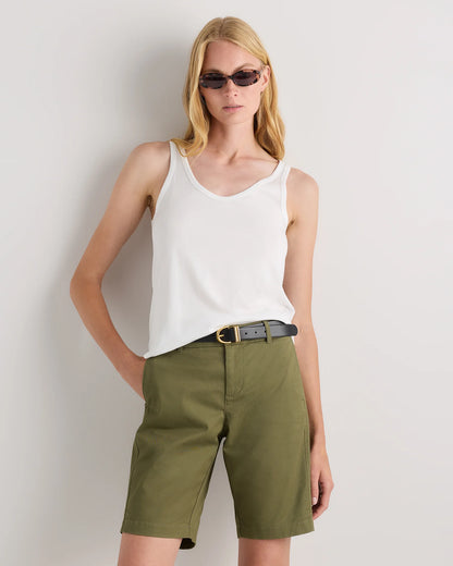 Organic Stretch Cotton Chino Bermuda Shorts - 0 / Bayberry Olive