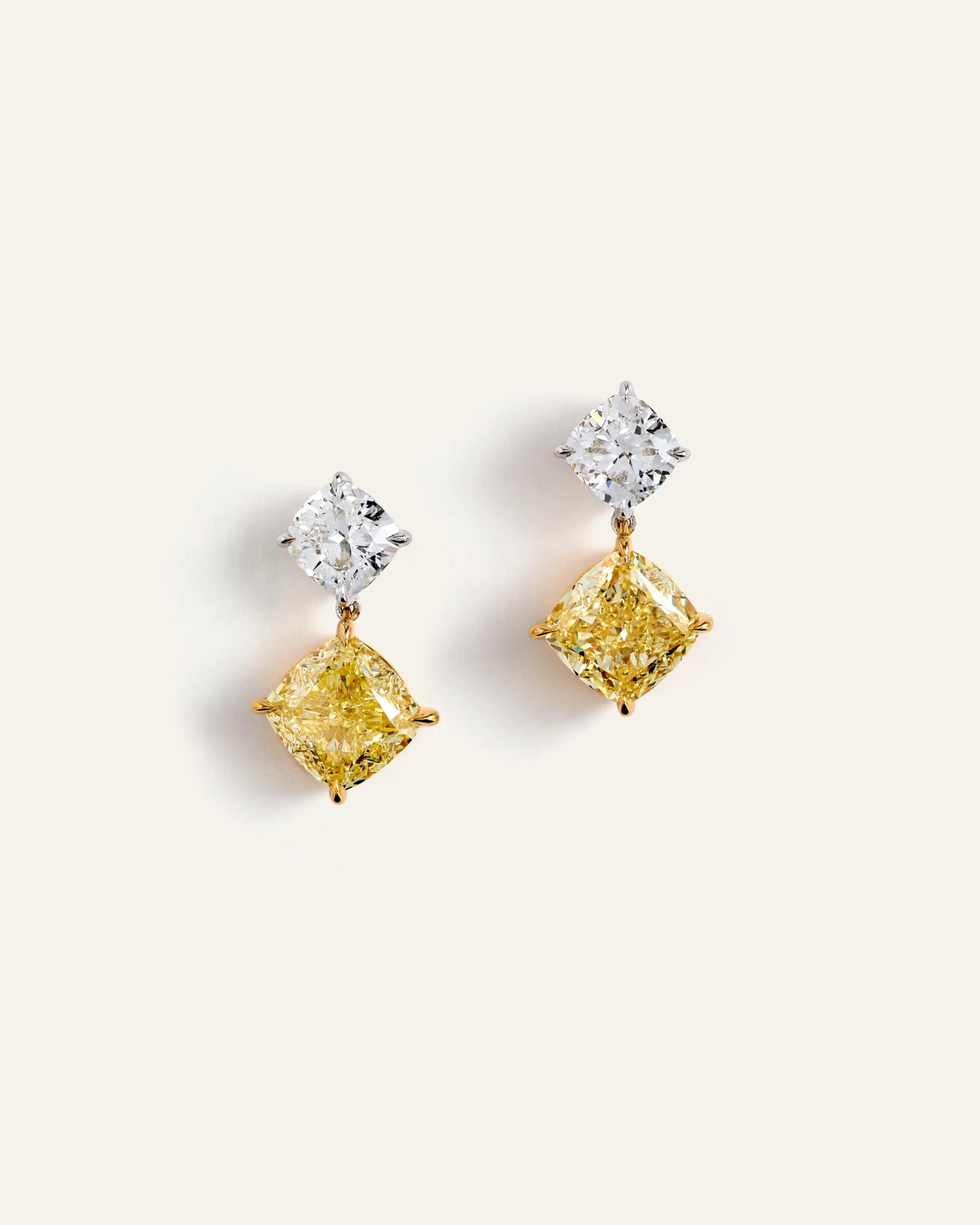 14K Gold Yellow Lab Grown Diamond Cushion Drop Earrings - One Size / No Color