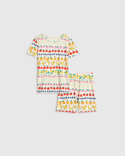 Bamboo Short Sleeve and Shorts Pajama Set - 2T / Lavender Hearts