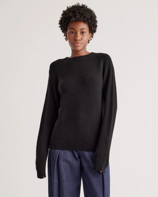 100% Yak Wool Crewneck Sweater - XS / Black