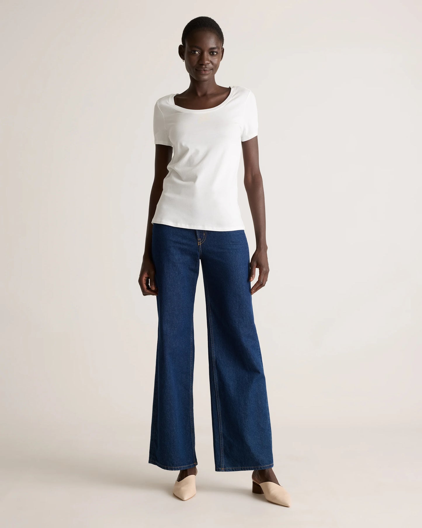 Cotton Modal Scoop Neck Tee - XS / Navy