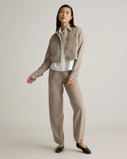 Stretch Crepe Cropped Jacket - XS / Morel