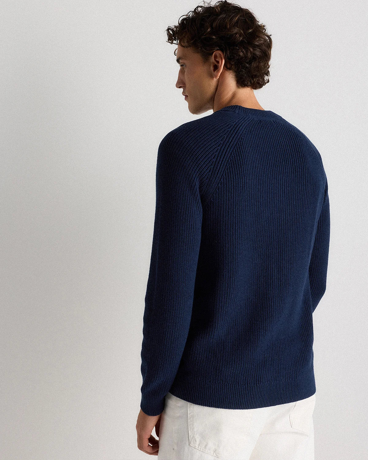100% Organic Cotton Ribbed Crewneck Sweater - XS / Bahia Blue