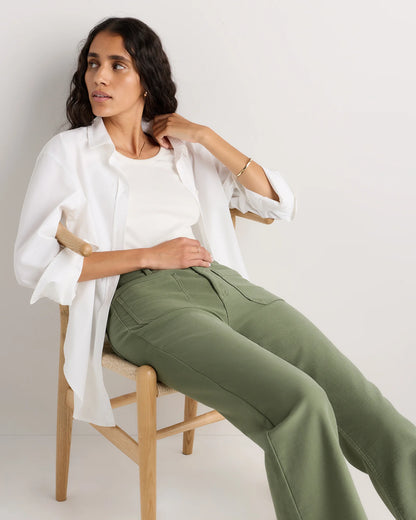 French Terry Wide Leg Pants - 0 / Deep Navy