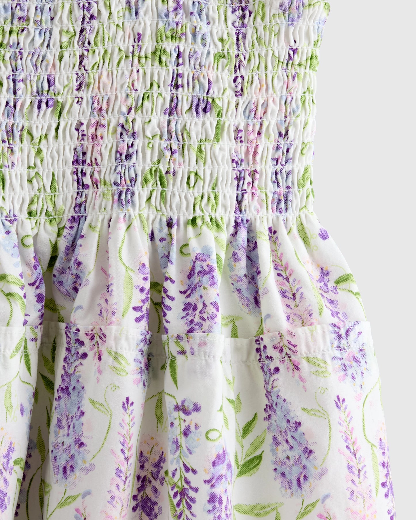 100% Organic Cotton Poplin Smocked Dress - 2T / Floral Sprigs