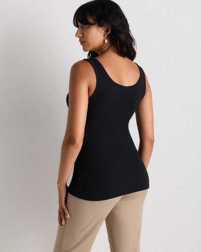 Bamboo Rib Maternity Scoop Neck Tank - XS / Deep Navy