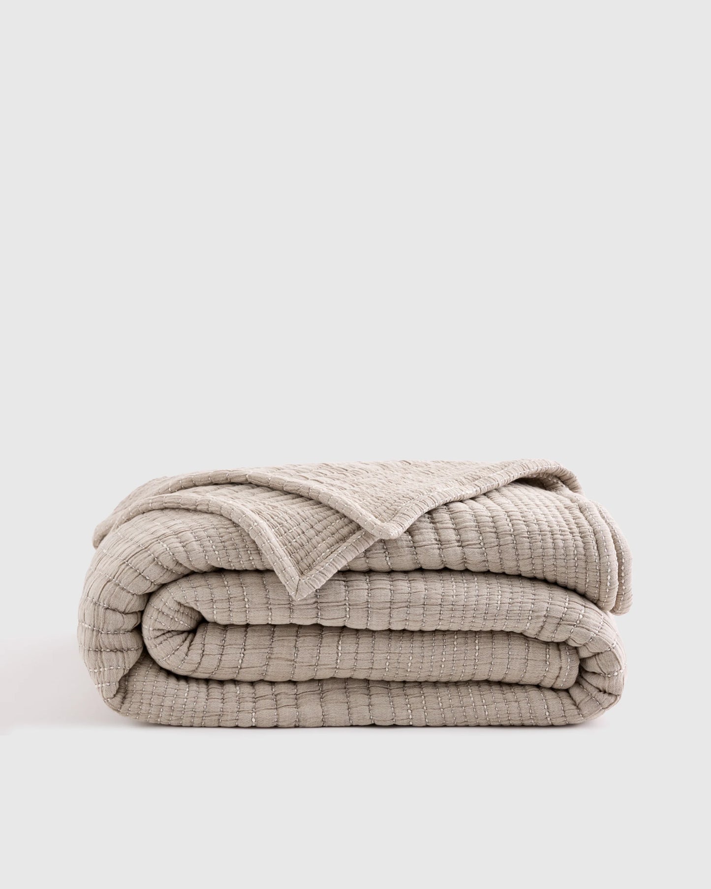 Organic Cotton Channel Stitch Coverlet - Twin / Coral Pink