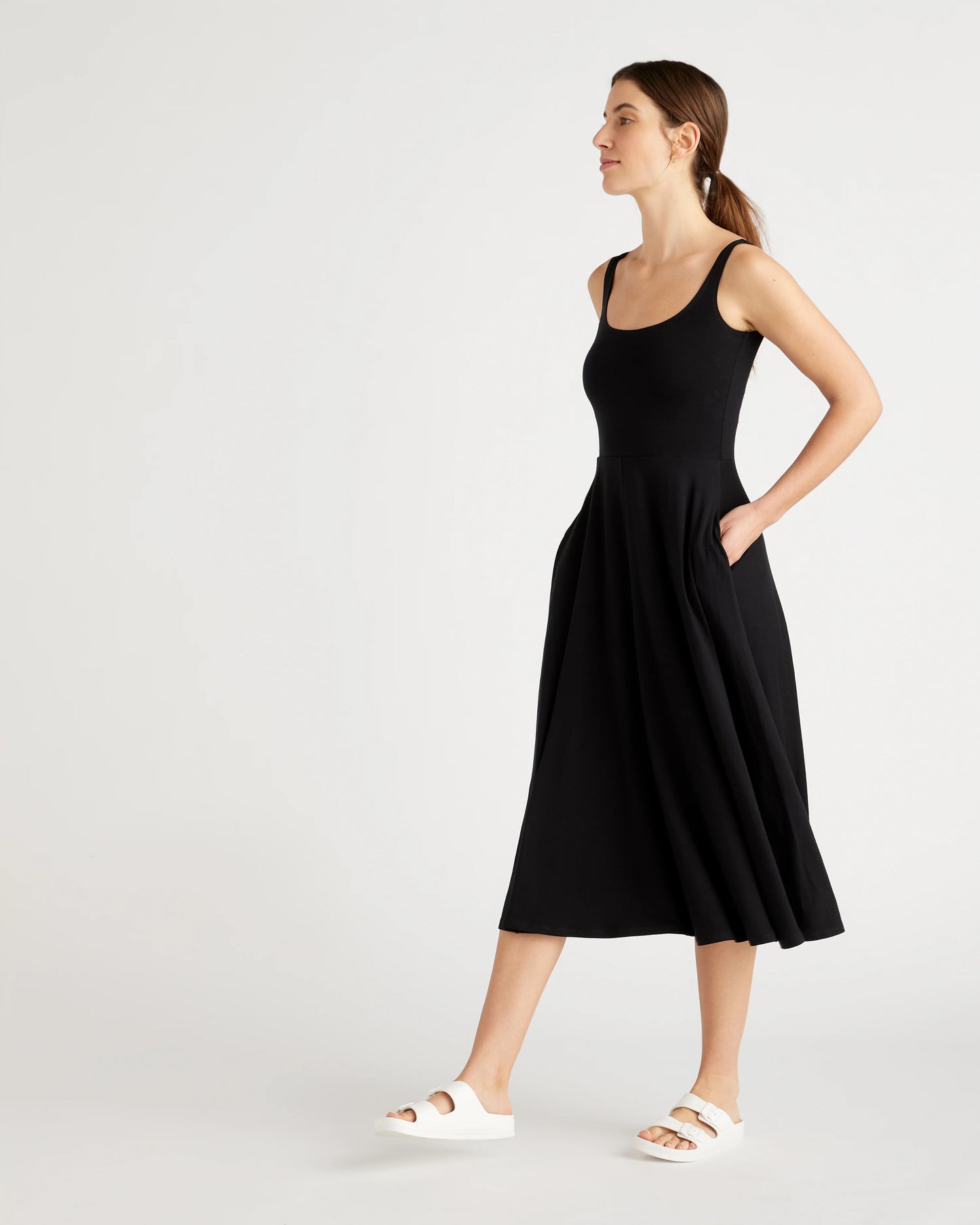 Tencel Jersey Fit & Flare Dress - XS / Dark Olive