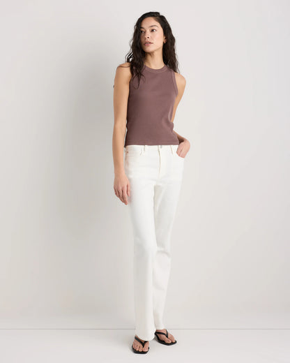 Organic Cotton Micro-Rib Cropped Cutaway Tank - XS / Heather Oatmeal