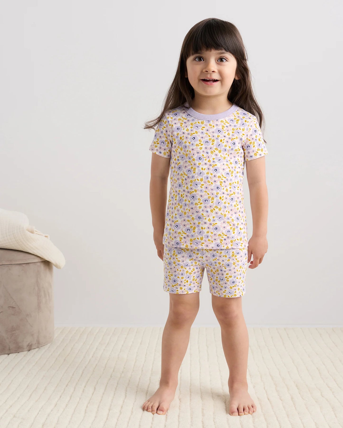 100% Organic Cotton Short Sleeve and Shorts Pajama Set - 2T / Navy Stripe
