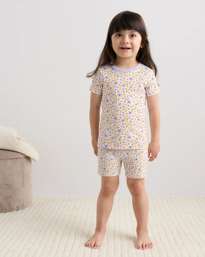 100% Organic Cotton Short Sleeve and Shorts Pajama Set - 2T / Navy Stripe