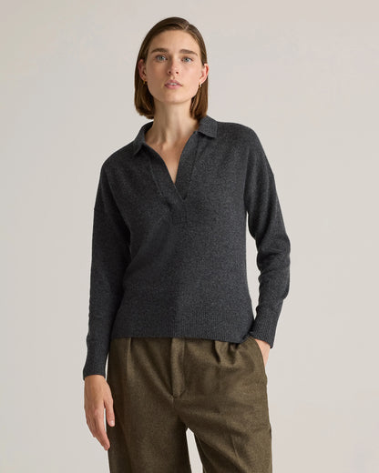 Mongolian Cashmere Polo Sweater - XS / Pale Custard Yellow
