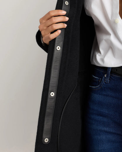 100% Mongolian Cashmere Double-Faced Cocoon Coat - XS / Black