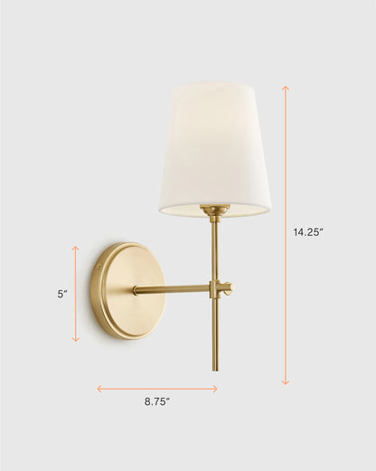Linear Steel Sconce with Linen Shade - One Size / Brass