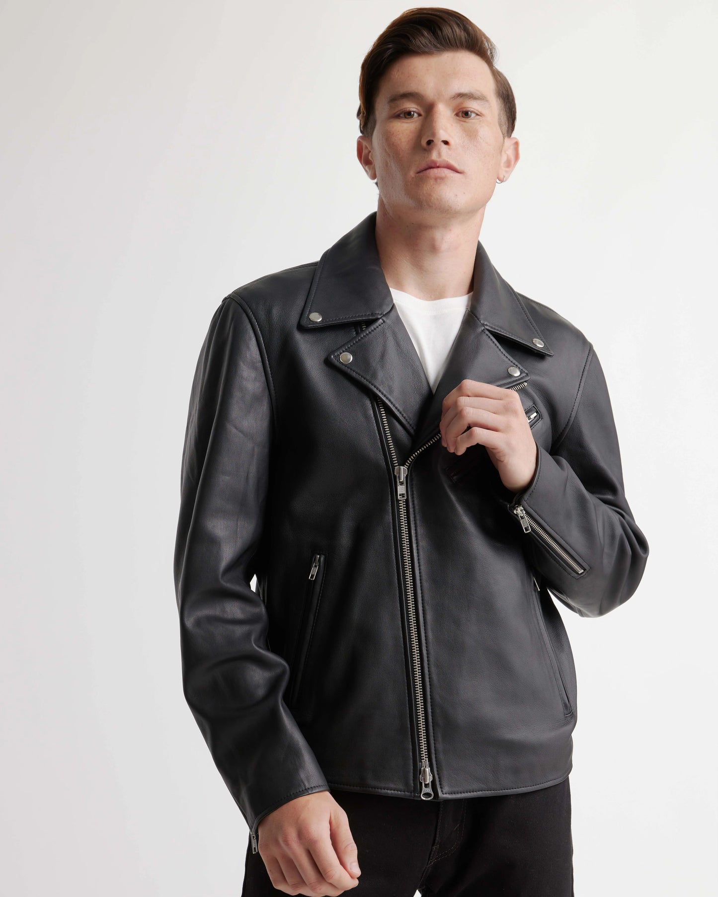 100% Leather Motorcycle Jacket - S / Black