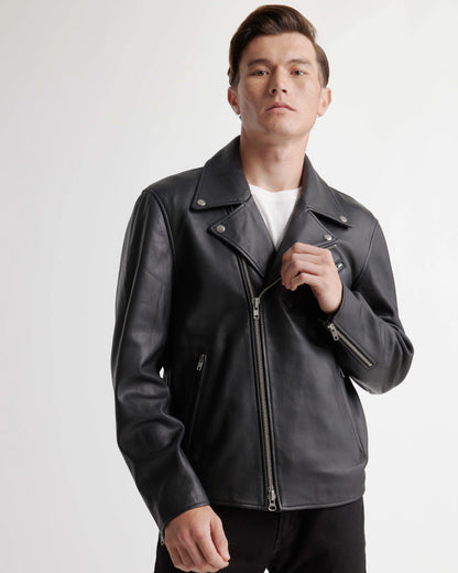 100% Leather Motorcycle Jacket - S / Black