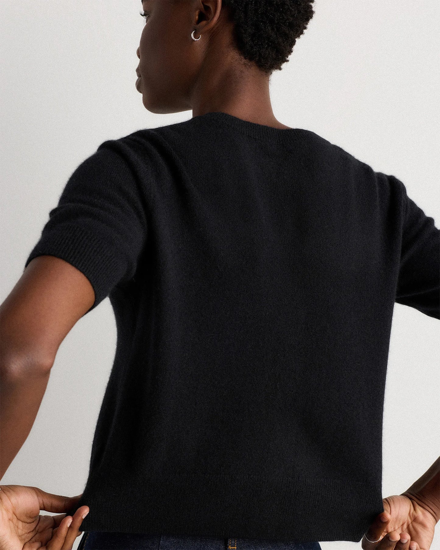 Mongolian Cashmere Short Sleeve Cardigan - XS / Oatmeal