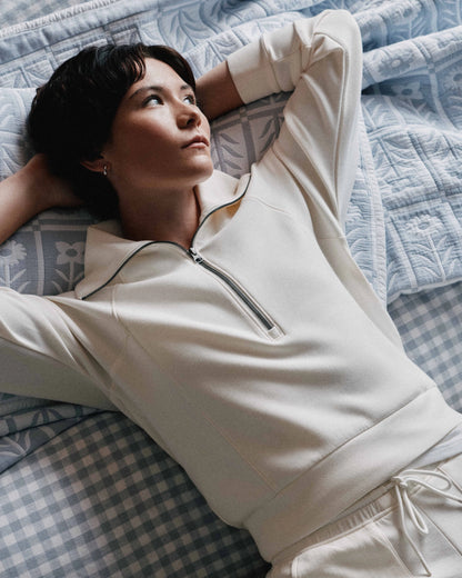 CloudComfort Half Zip Sweatshirt - XS / Pebble Beige
