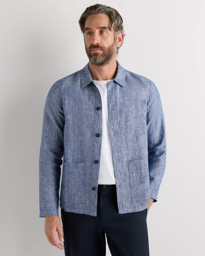 100% European Linen Chore Jacket - S / Flax