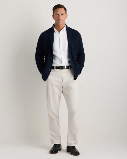 100% Organic Cotton Ribbed Shawl-Collar Cardigan Sweater - S / Bayberry Olive