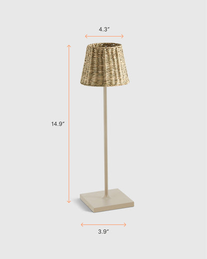 Poldina Pro Rechargeable Table Lamp with Seagrass Shade by Zafferano - Regular / White