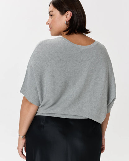 Lightweight Cotton Cashmere Link-Stitch Dolman Sweater - 1X / Orchid Blue Mini Stripe