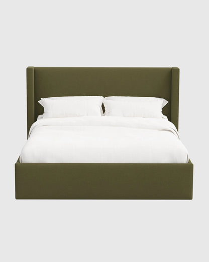 100% Linen Wingback Bed - Full / Canvas