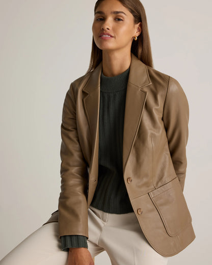 100% Leather Blazer - XS / Rich Brown
