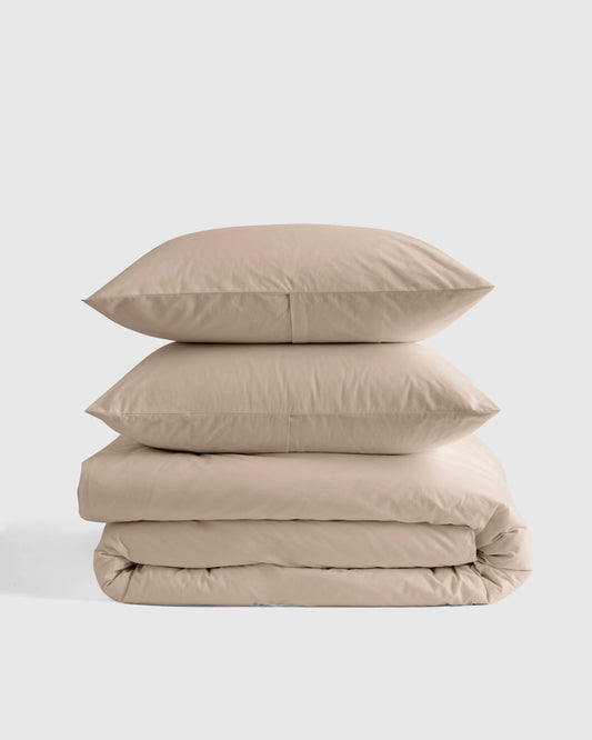 Organic Brushed Cotton Duvet Cover Set - Twin / Toffee