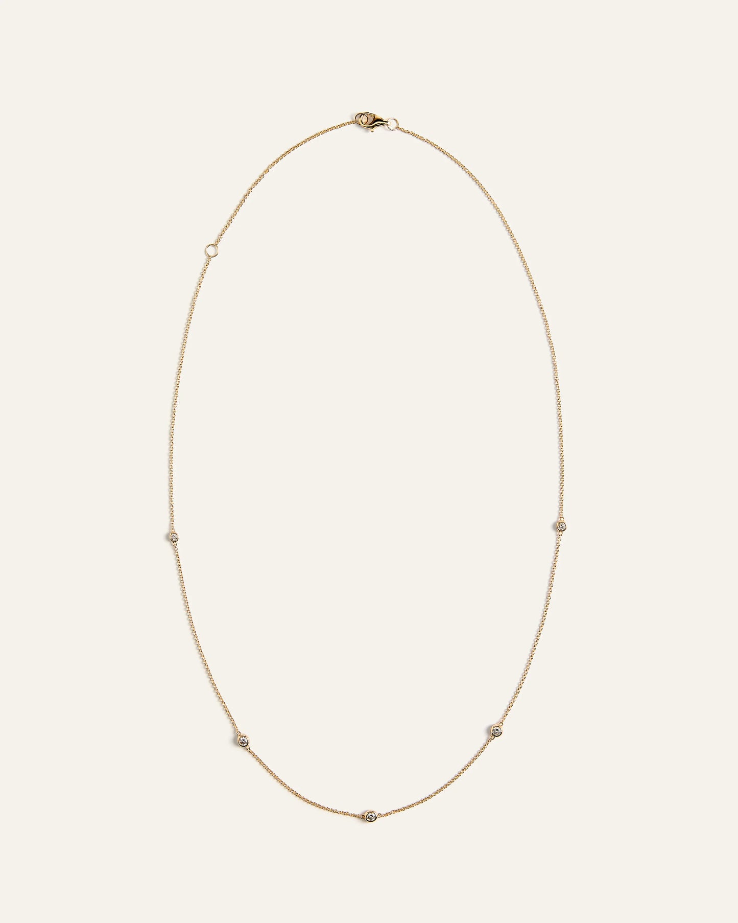 14K Gold Diamond Bezel Station Necklace - One Size / Yellow Gold