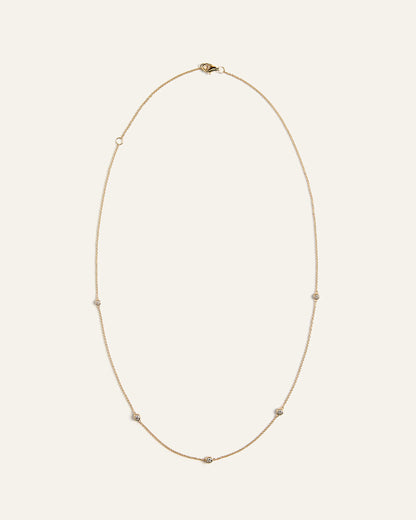 14K Gold Diamond Bezel Station Necklace - One Size / Yellow Gold