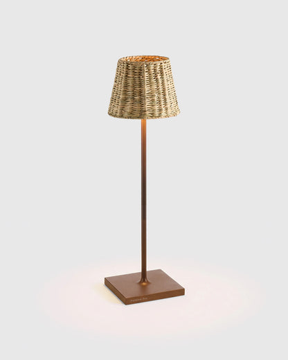 Poldina Pro Rechargeable Table Lamp with Seagrass Shade by Zafferano - Regular / White
