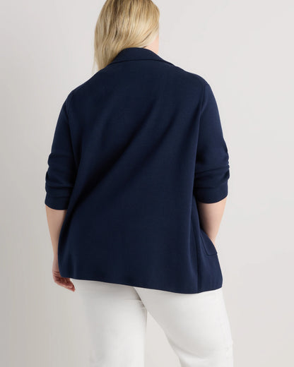100% Organic Cotton Knit Blazer - 1X / Navy