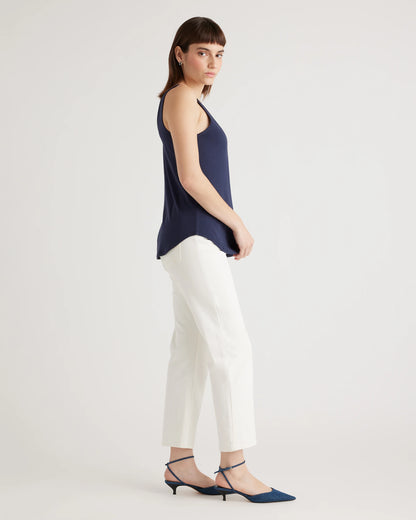 Cotton Modal Double Scoop Neck Tank - XS / Navy