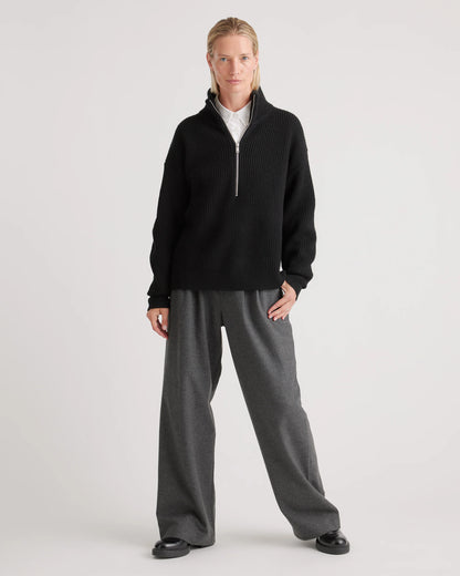 Australian Merino Wool Half Zip Sweater - XS / Heather Grey