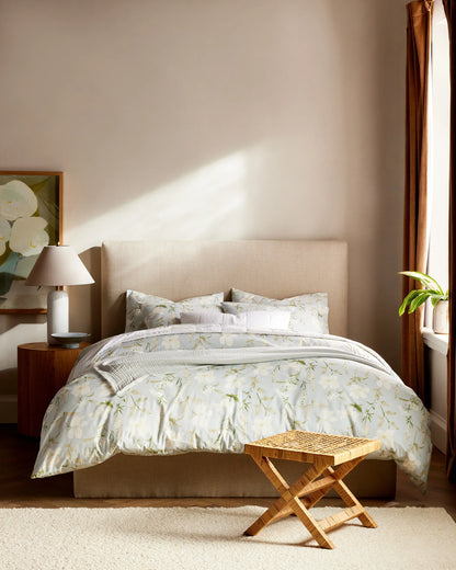 Organic Crisp Percale Floral Sham Set - Standard / Toffee Florette