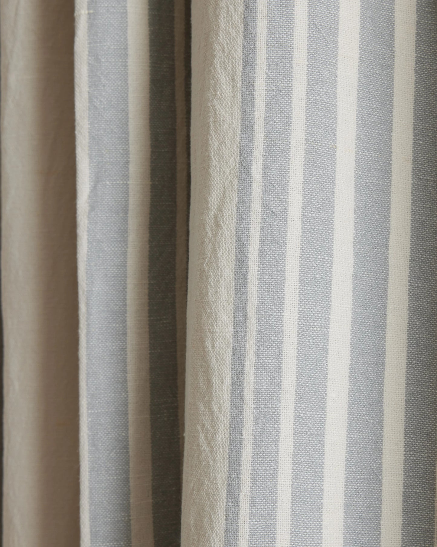 Coastal Stripe Linen Cotton Room Darkening Curtain - Single Panel - 48x84 / Ivory/Sage Green