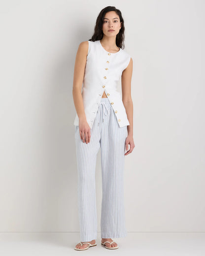 100% European Linen Wide Leg Pants - XS / Bayberry Olive
