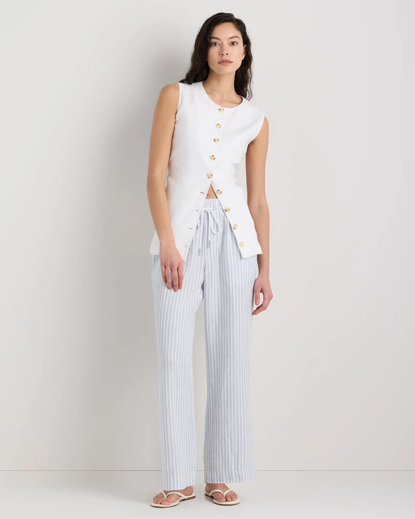 100% European Linen Wide Leg Pants - XS / Flax