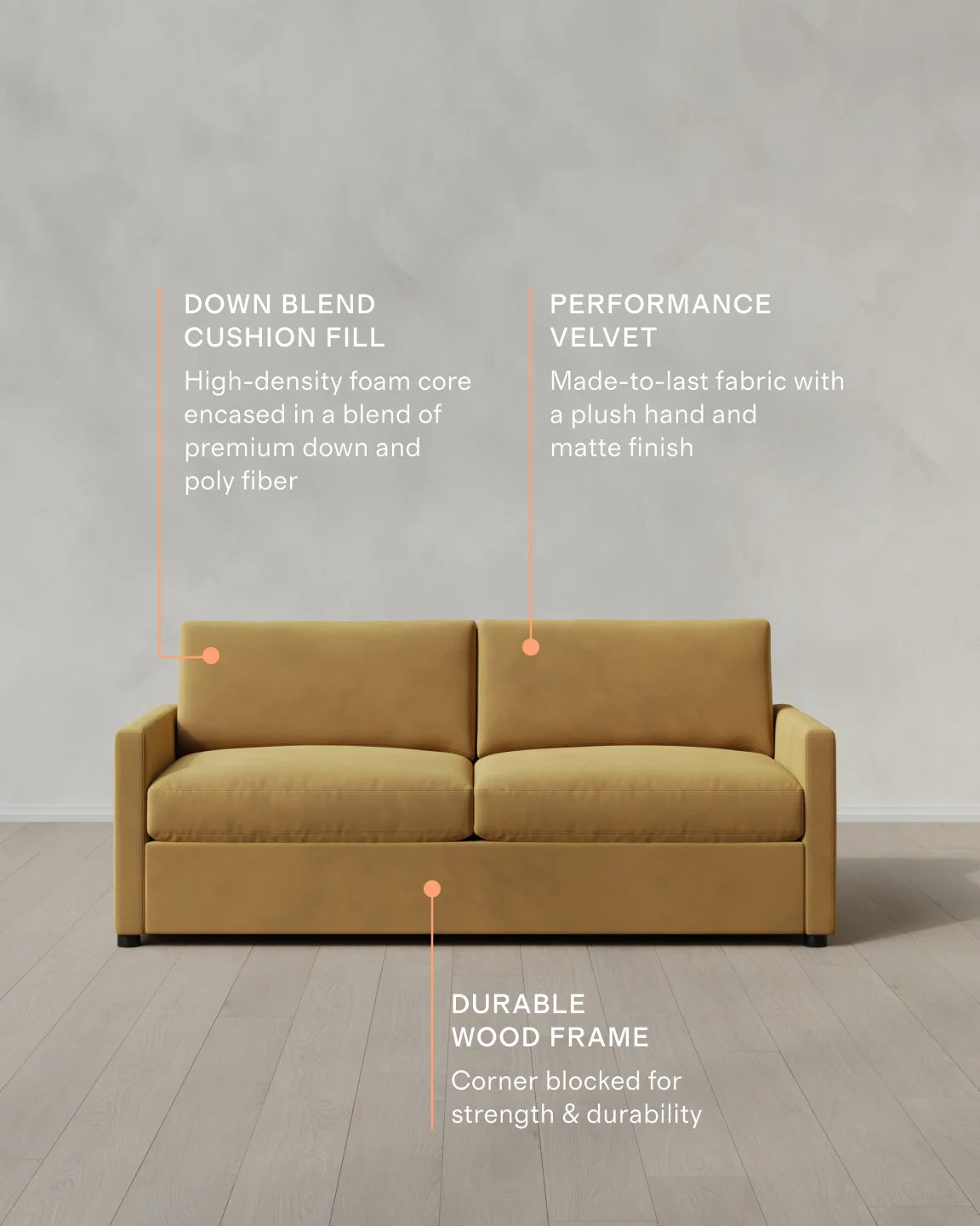 Brennan Sofa in Performance Velvet - 7ft / Taupe