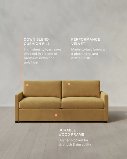 Brennan Sofa in Performance Velvet - 7ft / Taupe