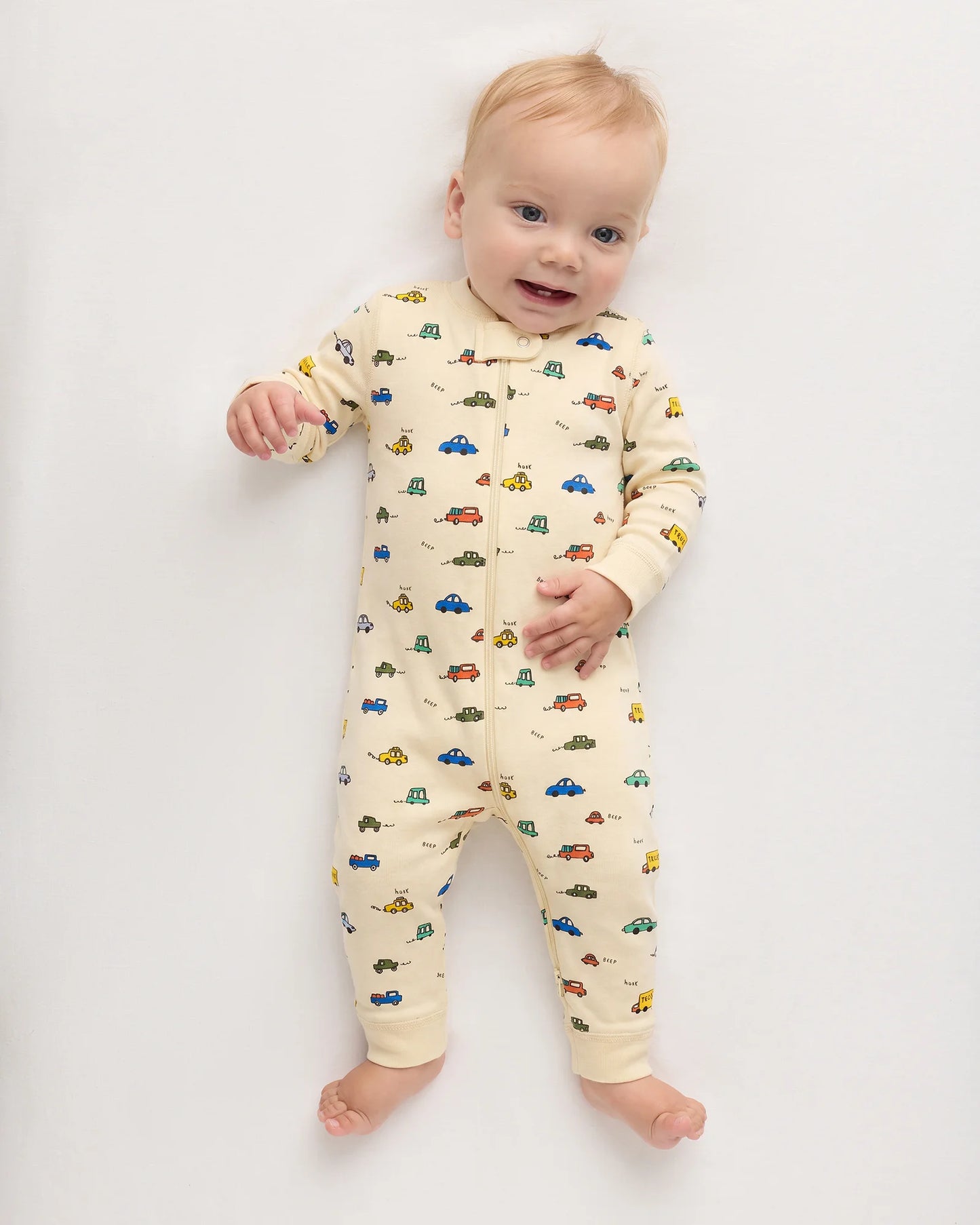 100% Organic Cotton One Piece Pajama - 0-3M / Navy Stripe