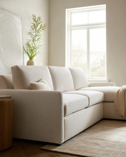 Brennan Chaise Sectional in Performance Basketweave - Right Arm / Flax