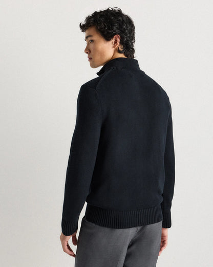 100% Organic Cotton Quarter-Zip Sweater - S / Moonstone Blue